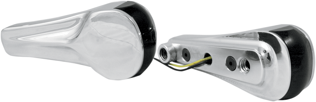 Turn Signals - LED - Front - Finned - Chrome