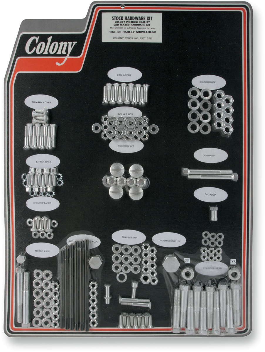 Hardware Kit - Stock/Motor - Cadmium Plated - '48-'57 Harley-Davidson