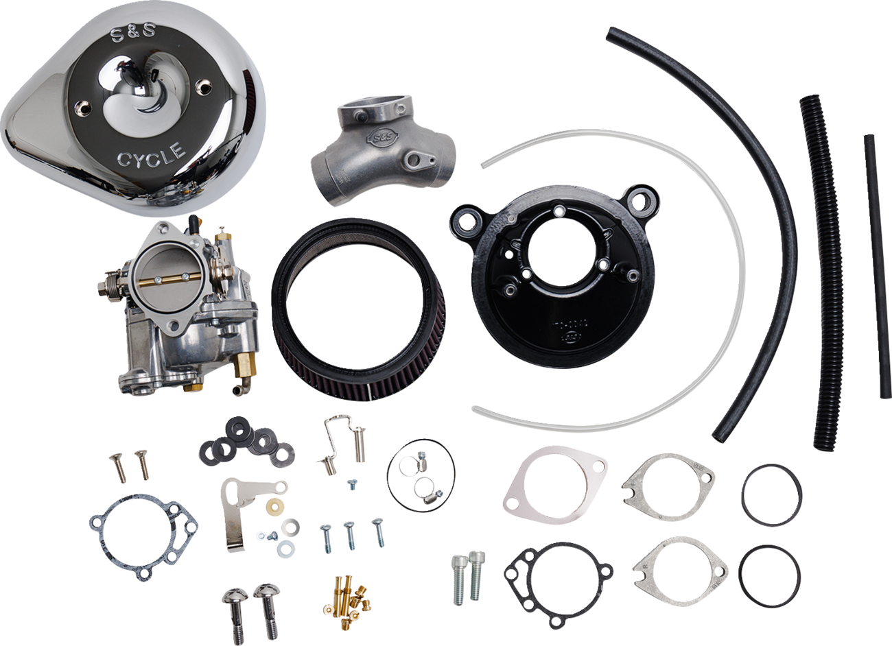 Super E Carburetor with Stealth Air Cleaner Kit - Chrome - Evolution Big Twin