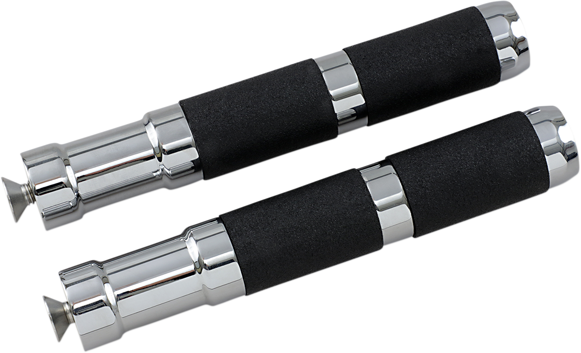 Rubber Foot Pegs - Rigid Mount - Chrome/Black