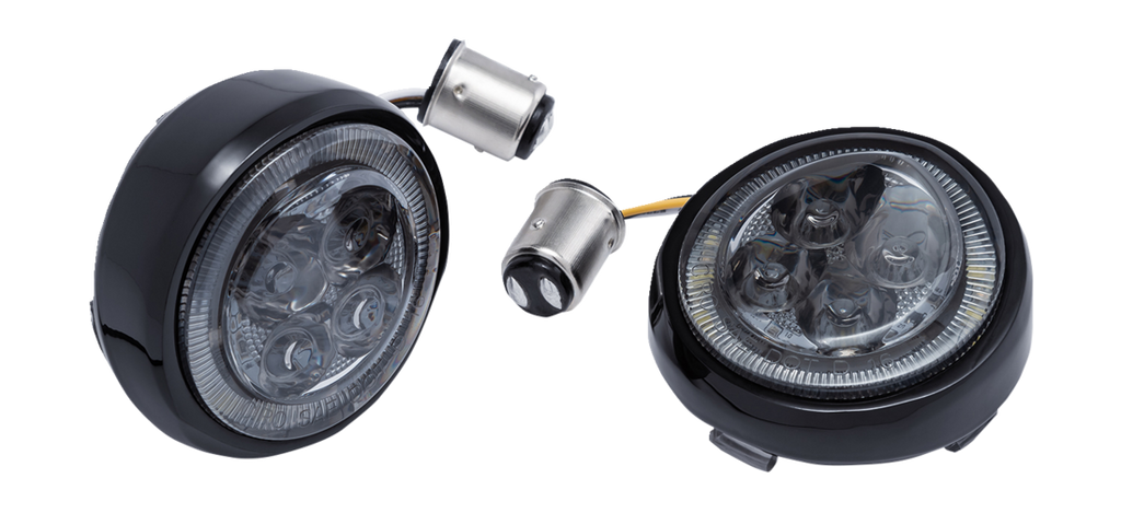 Turn Signal Insert - Amber/White LED - Smoke Lens - Chrome