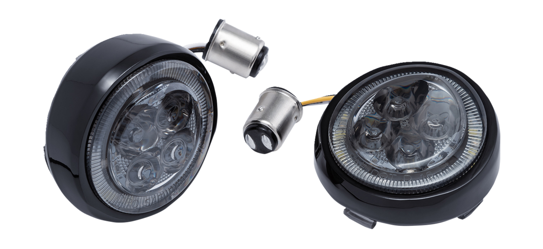 Turn Signal Insert - Amber/White LED - Smoke Lens - Chrome