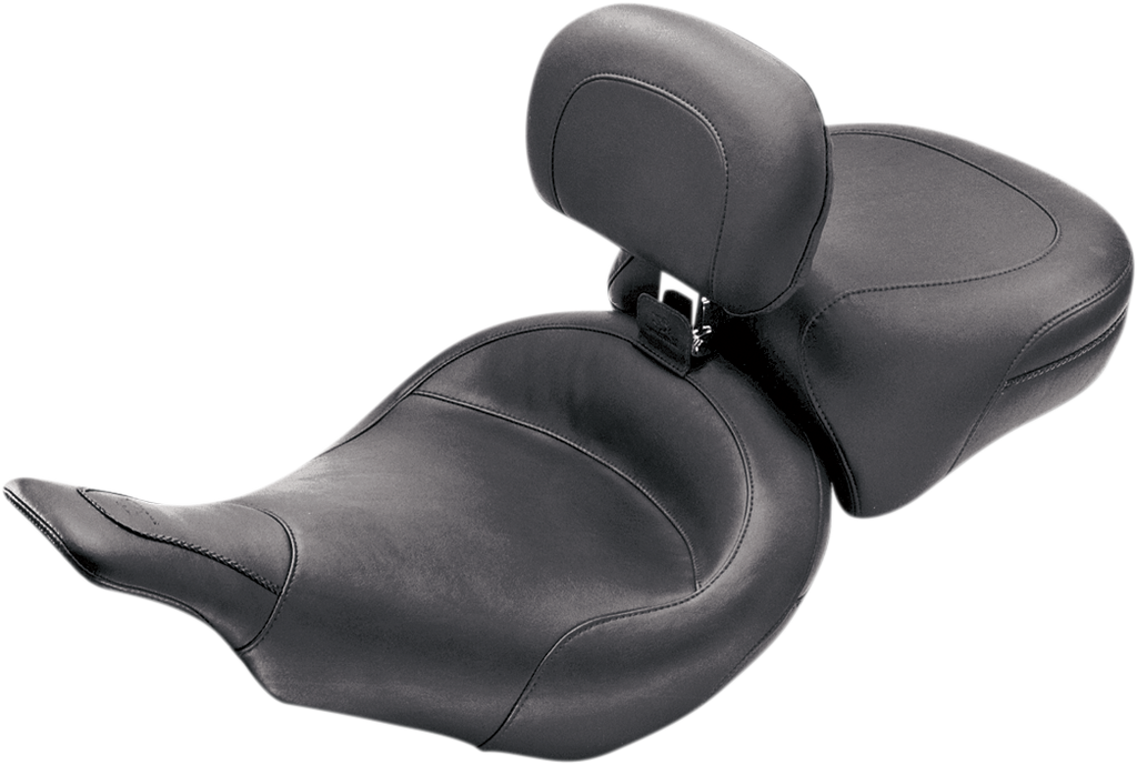 Wide Solo Seat - With Backrest - Black - Smooth - FLT '97-'07