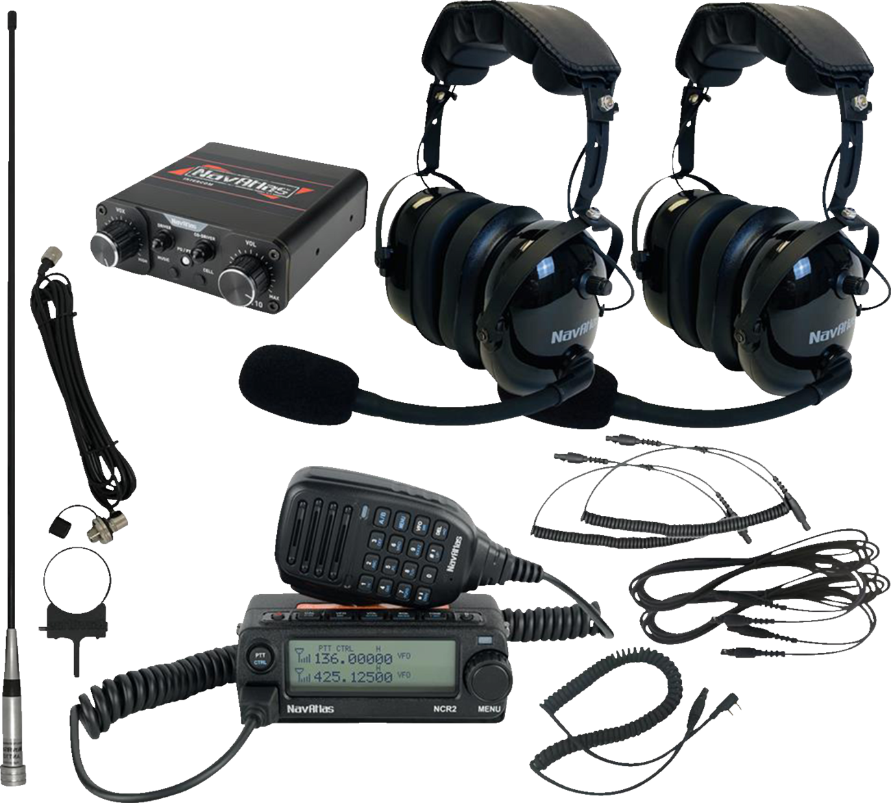Intercom/Radio and Headset Kit - 2-Seat - Black