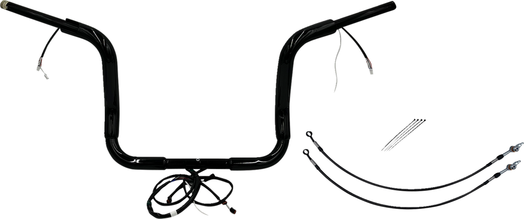 EZ Install Wired 1-1/2" Round Top Handlebar Kit - 16" - Black